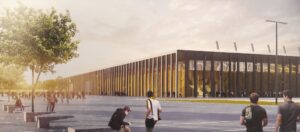 Elewacja nowego stadionu GKS Katowice na wizualizacji