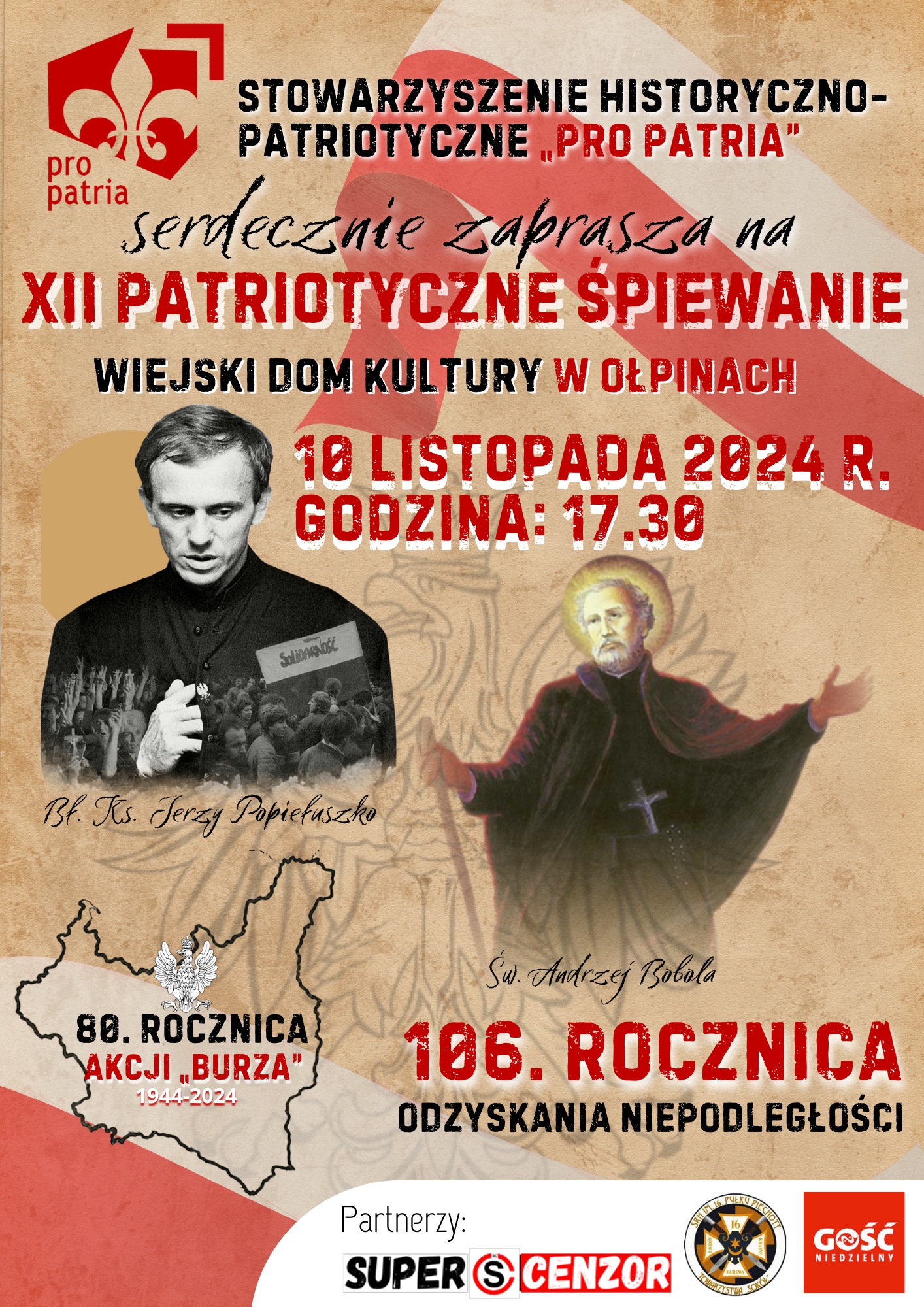 Plakat "Patriotyczne śpiewanie" w Ołpinach